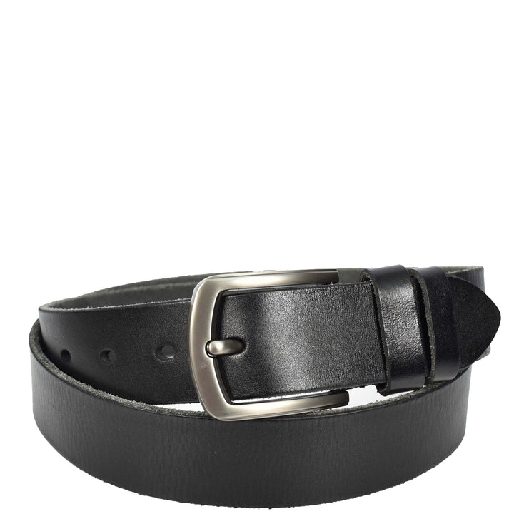 Mens Real Leather Belt Casual Style For Jeans Pants Work Everyday Wear Truro Black-1