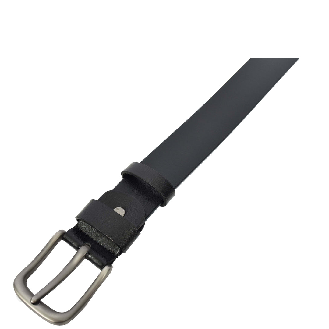 Genuine Leather Belt For Mens Work Dress Casual Jeans Curved Style Fezara Black