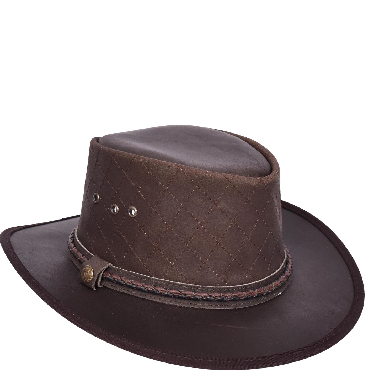 Real Leather Australian Bush Hat Outback Traveller Cowboy Style HL3341 Brown-3