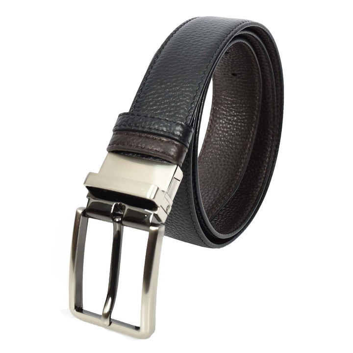 Real Leather Mens Reversible Belt With Rotated Buckle Dress Suits Casual Style Bursa Black/Brown