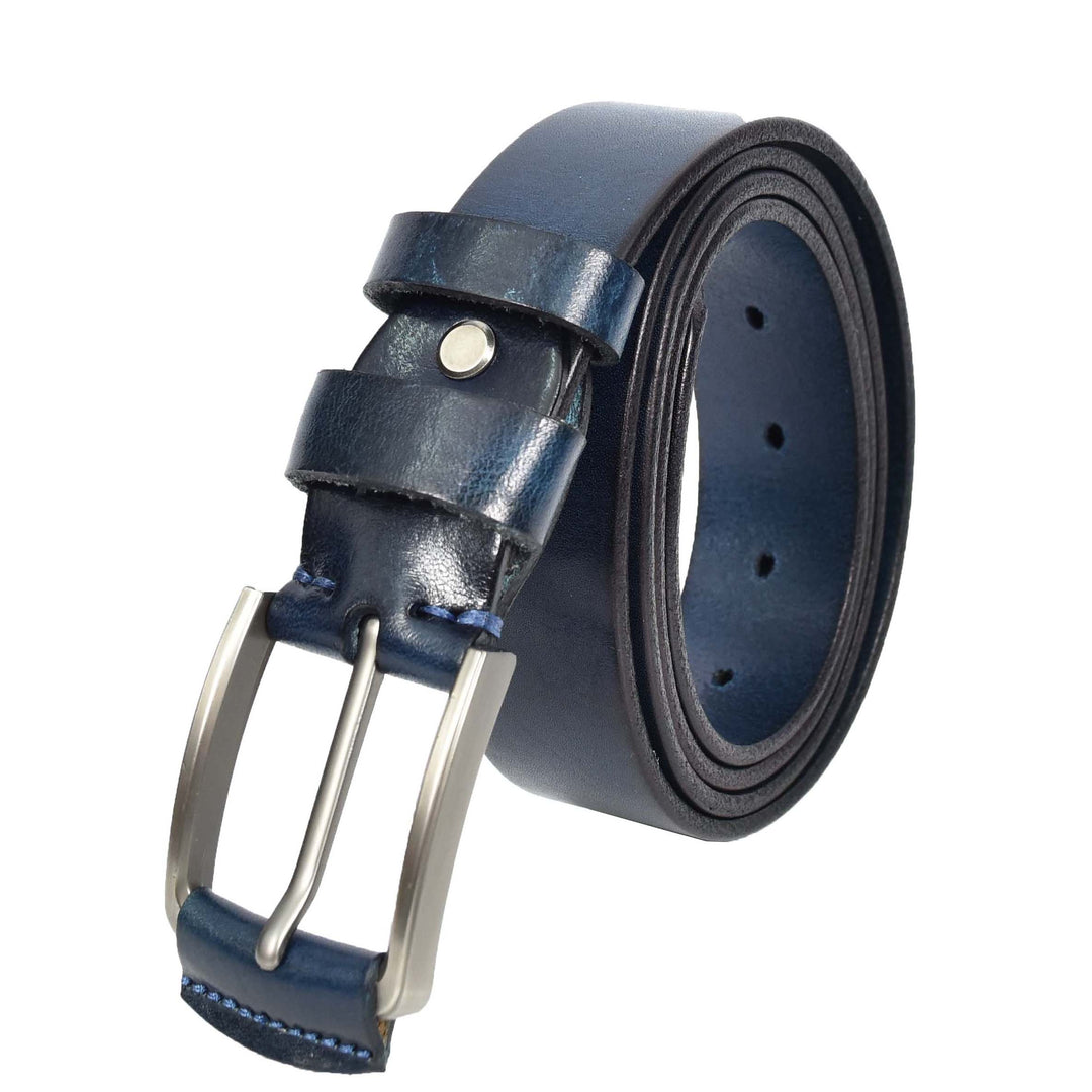 Mens Real Leather Handmade Casual Style Every Day Adjustable Daily Wear Belt Taraz Navy