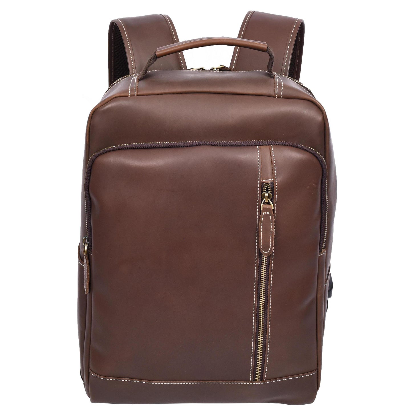 Mens Real Leather Backpack Large Size Laptop Travel Rucksack Cliff Brown Hunter-1