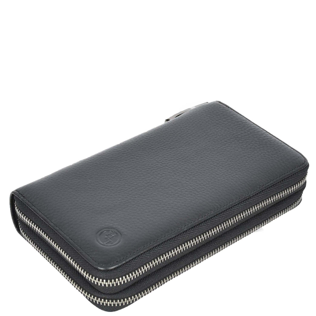 Womens Real Leather Clutch Purse Large Multi Slots Coins Cards Notes Wallet Pavia Black-6