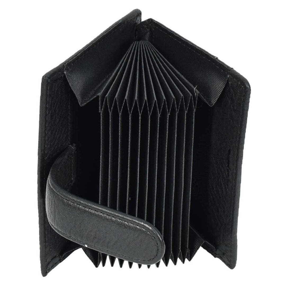 Genuine Leather Credit Card Holder Accordion Card Case Style Wallet Arosa Black-3