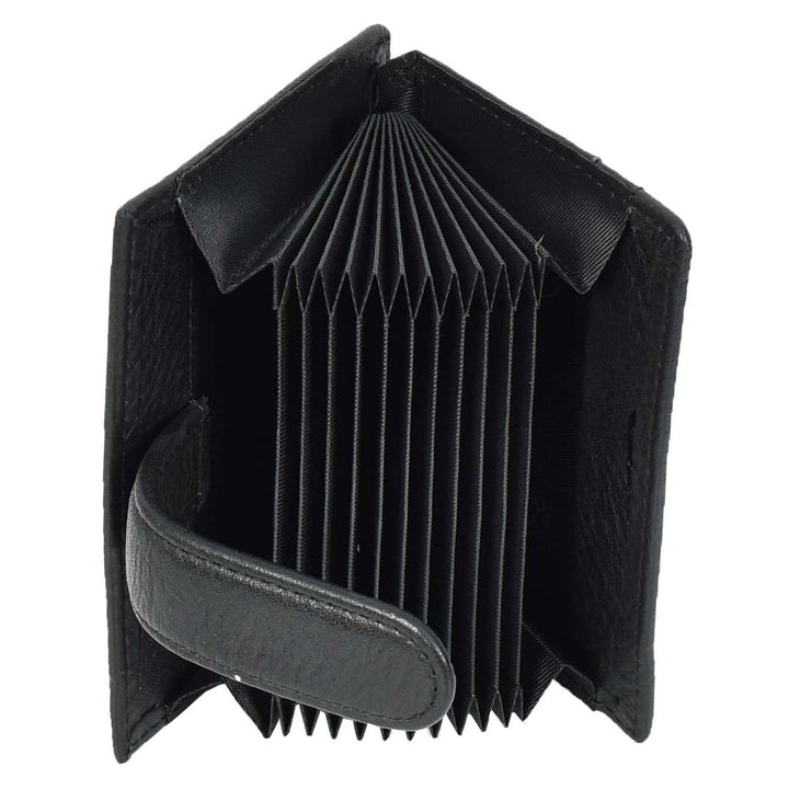 Genuine Leather Credit Card Holder Accordion Card Case Style Wallet Arosa Black-3