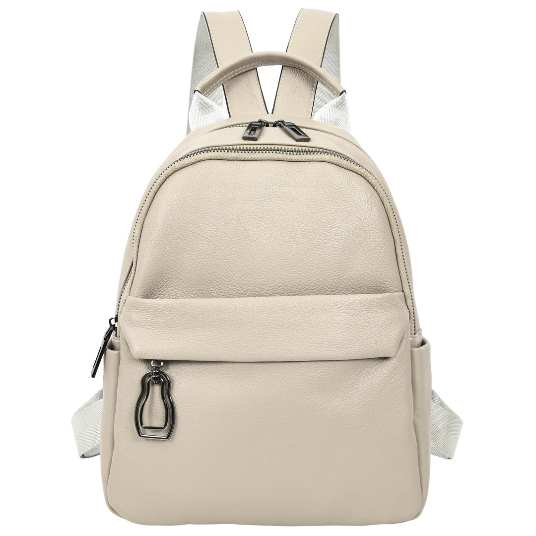 Women’s Organiser Rucksack Soft Leather Backpack Casual Daypack Kaia White 1