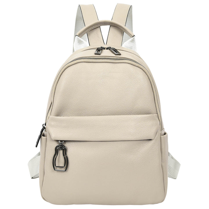 Women’s Organiser Rucksack Soft Leather Backpack Casual Daypack Kaia White 1