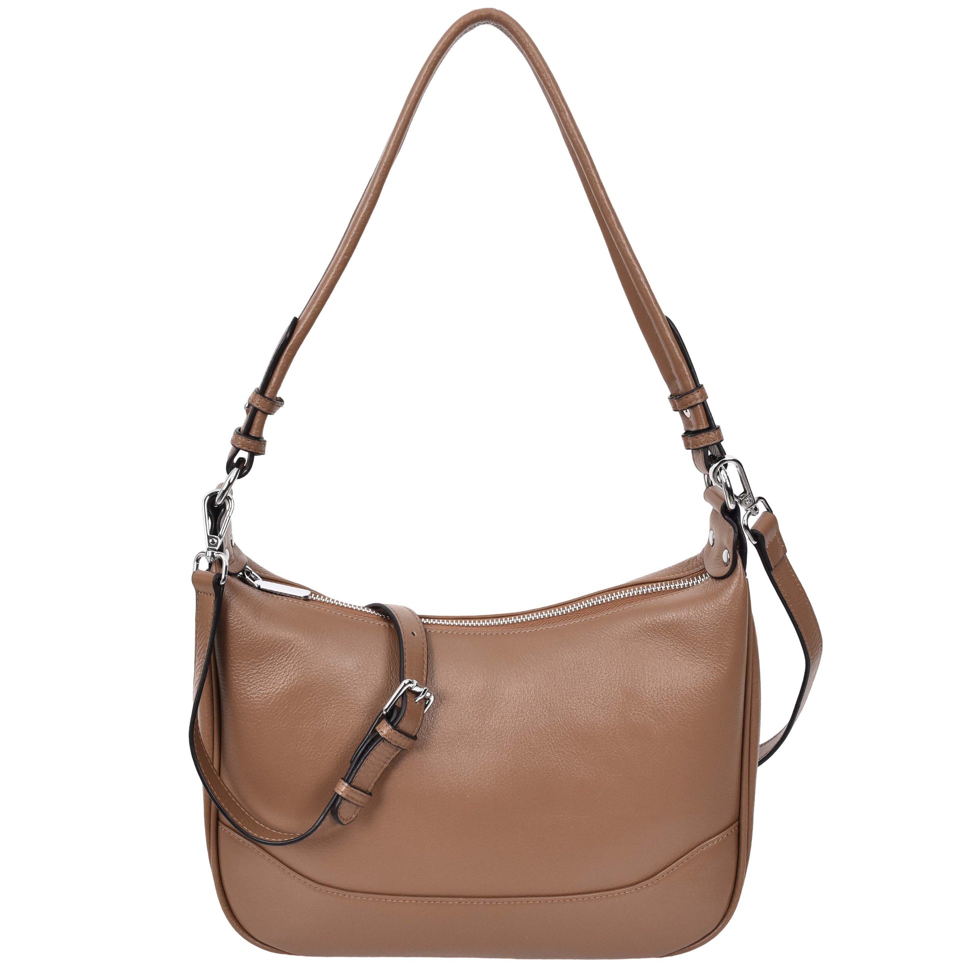 Womens Leather Hobo Style Shoulder Bag Daphne Brown