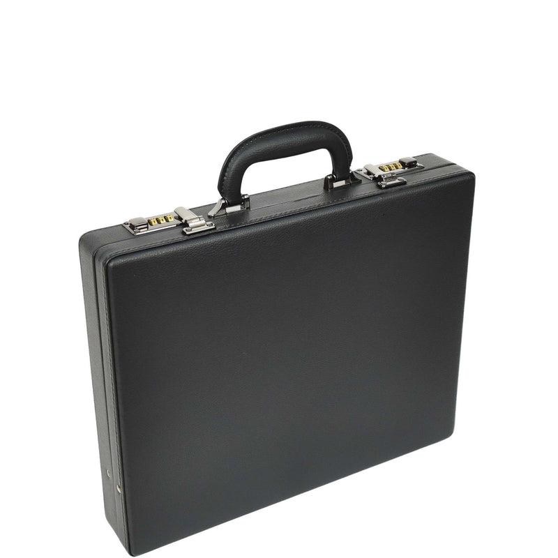 Slim Line Attache Case Black Briefcase Organiser Apex