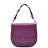Womens Large Satchel Cross Body Leather Bag Zip Strap ALICIA Purple 1