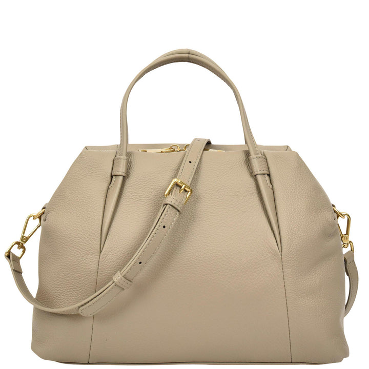 Women's Leather Satchel Handbag Large Tote Katy Grey 1