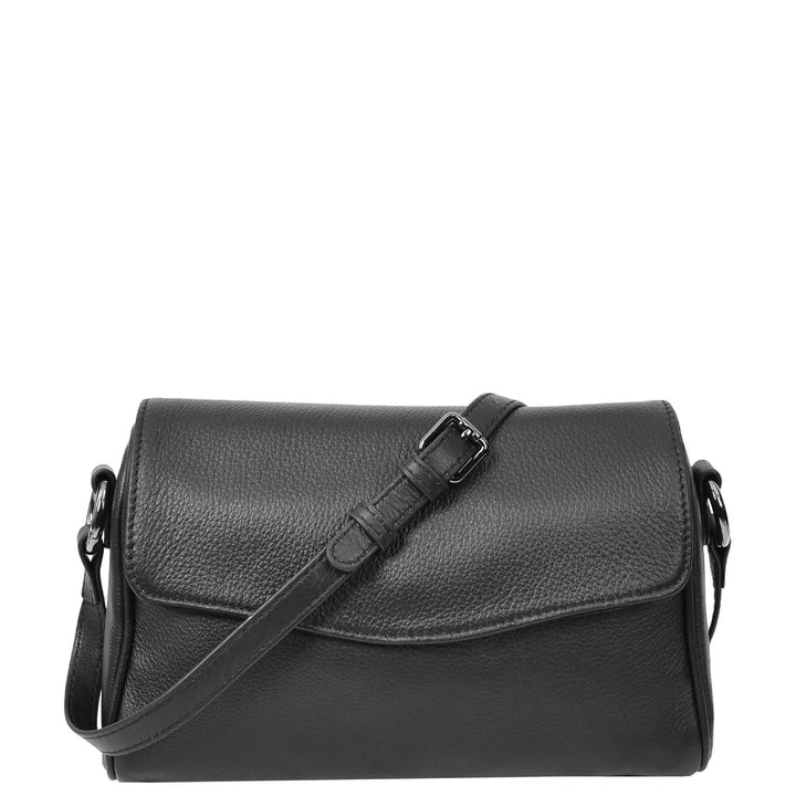 Womens Real Leather Cross Body Bag Small Organiser Classic Style Colette Black-1