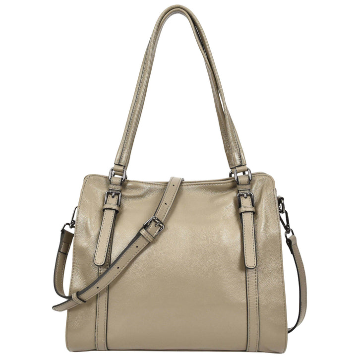 Women's Real Leather Shoulder Bag Classic 2-in-1 Adjustable Strap Timeless Design Hilda Grey