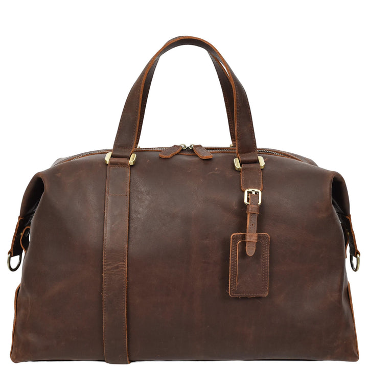Leather Holdall Weekend Bag Aspen Rust Brown