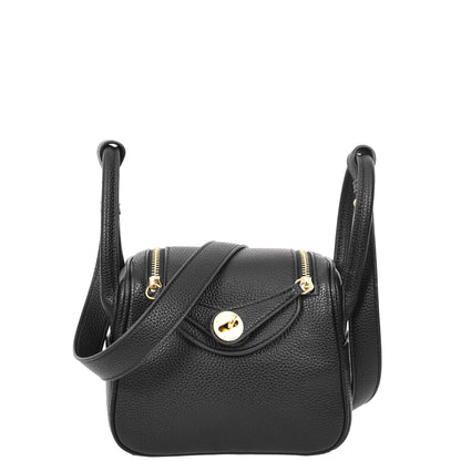 Womens Faux Leather Mini Shoulder Bag Celeste Black