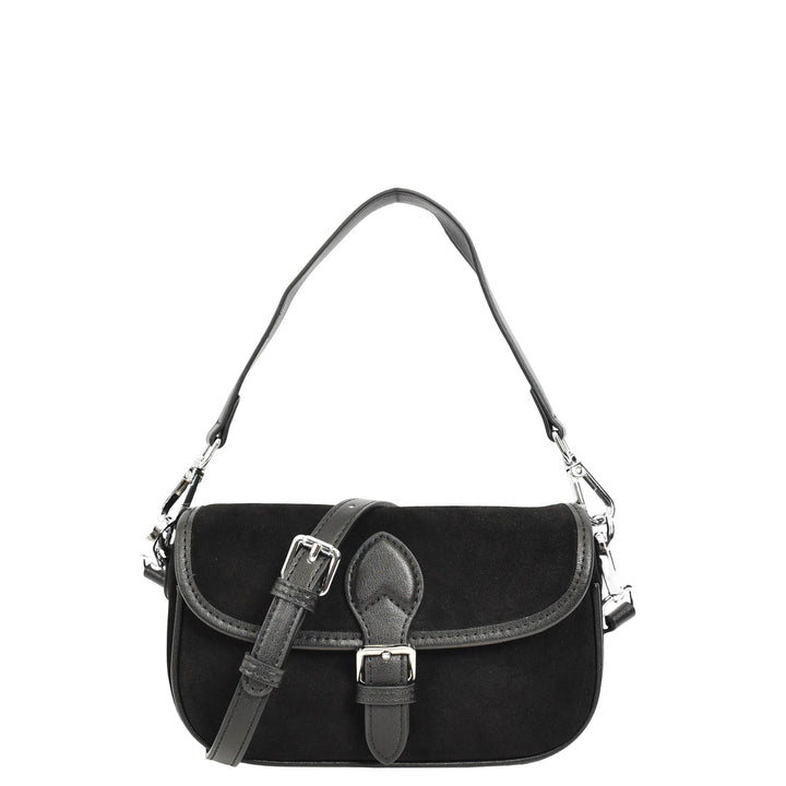 Women’s Real Suede Crossbody Bag Small Handbag Elodie Black