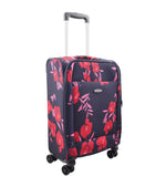 Expandable Four Wheel Flower Print Soft Shell Suitcases Cabin Navy