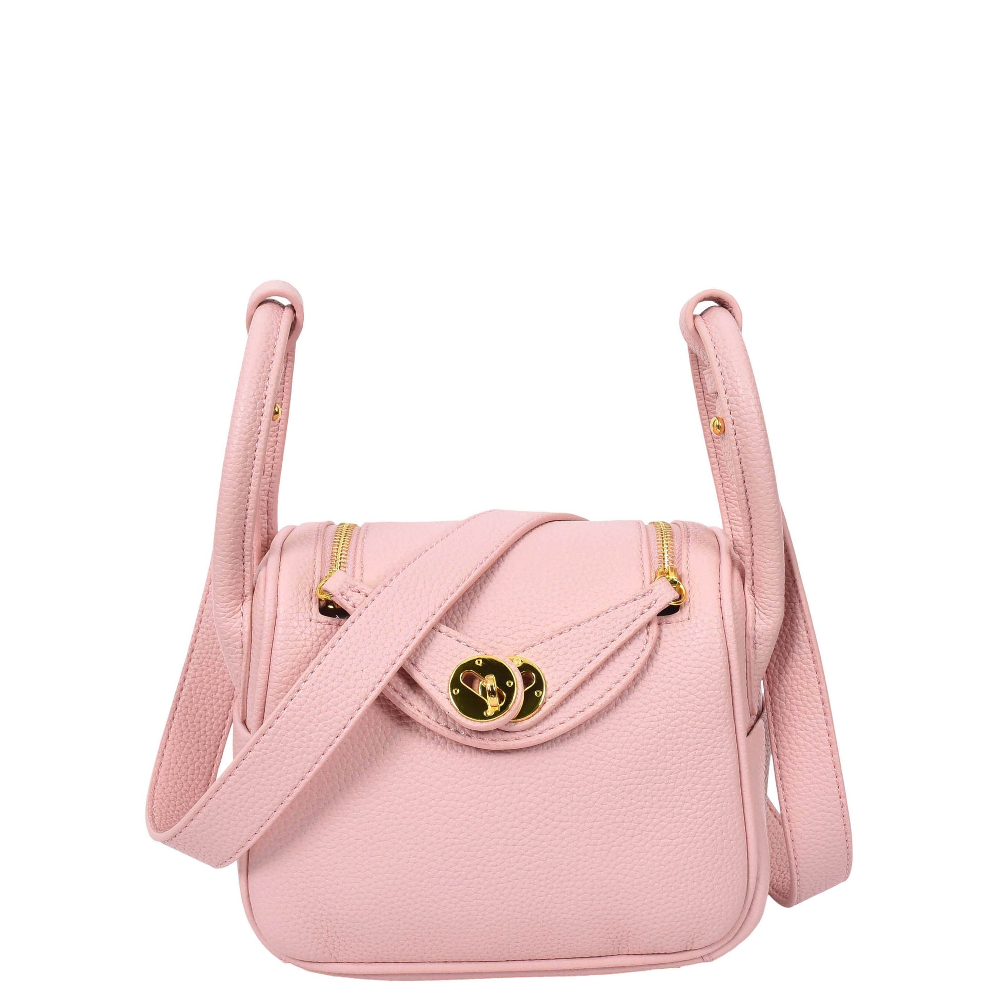 Womens Faux Leather Mini Shoulder Bag Celeste Pink