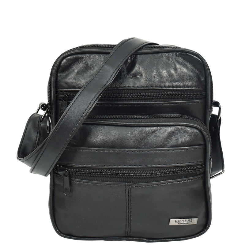 Soft Leather Man Bag Mens Cross Body Messenger Pouch HOL1541 Black 1