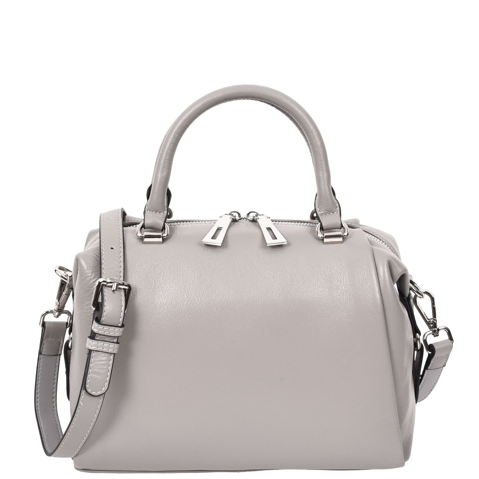 Womens Leather Small Barrel Shape Handbag Luna Grey