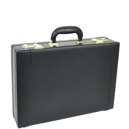 Leather Attache Case Twin Combination Lock Briefcase Expandable HOL1196 1