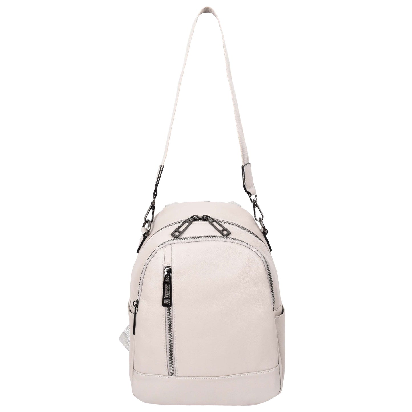 Womens Real Leather Casual Backpack Victoria Off White 3