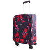 Expandable Four Wheel Flower Print Soft Shell Suitcases Medium Navy 1