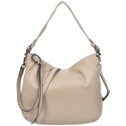 Womens Real Leather Hobo Style Handbag Diana Taupe