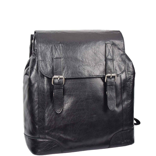Leather Backpack Rucksack Secure Laptop 15 inch Bag Napoli Black 1