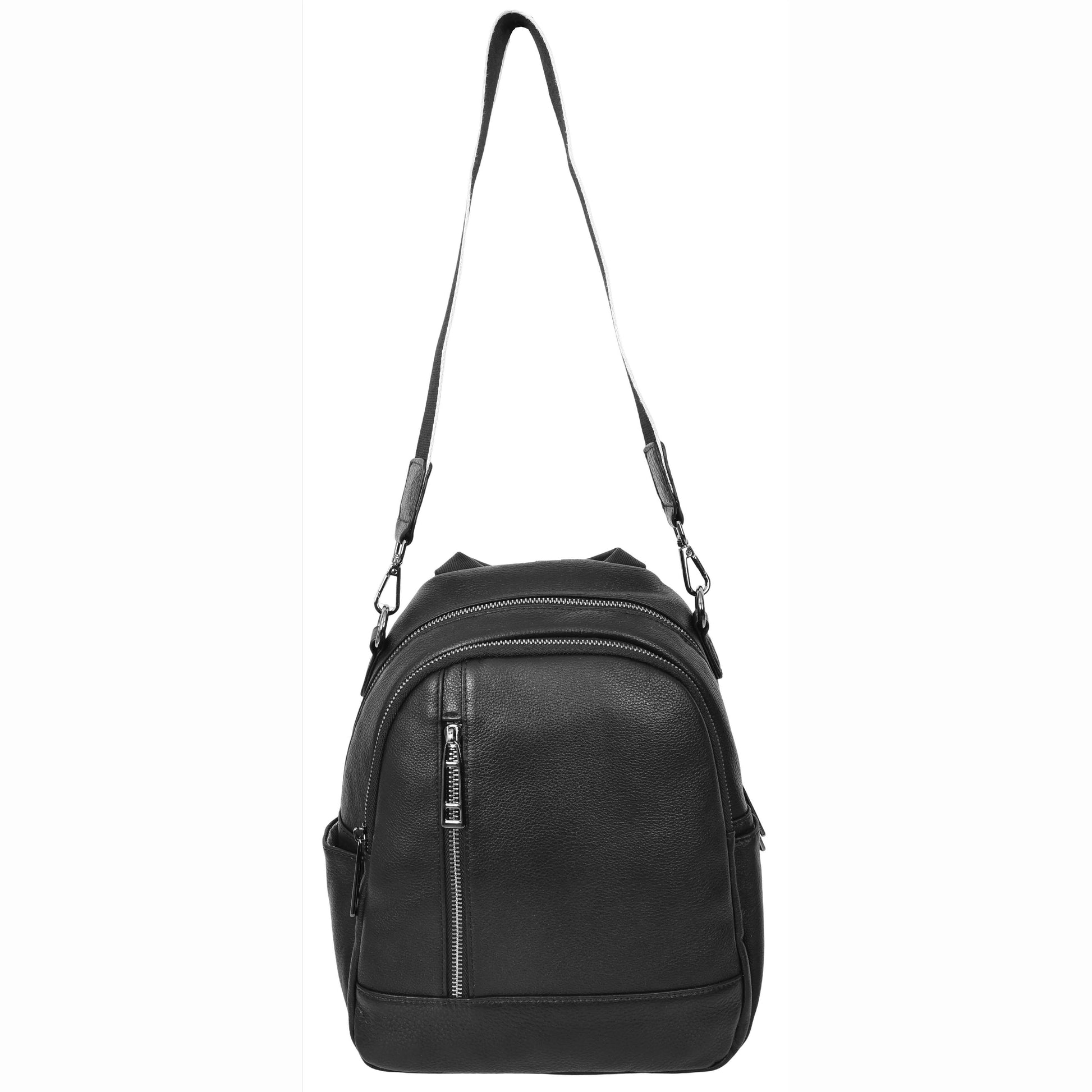 Womens Real Leather Casual Backpack Victoria Black 3