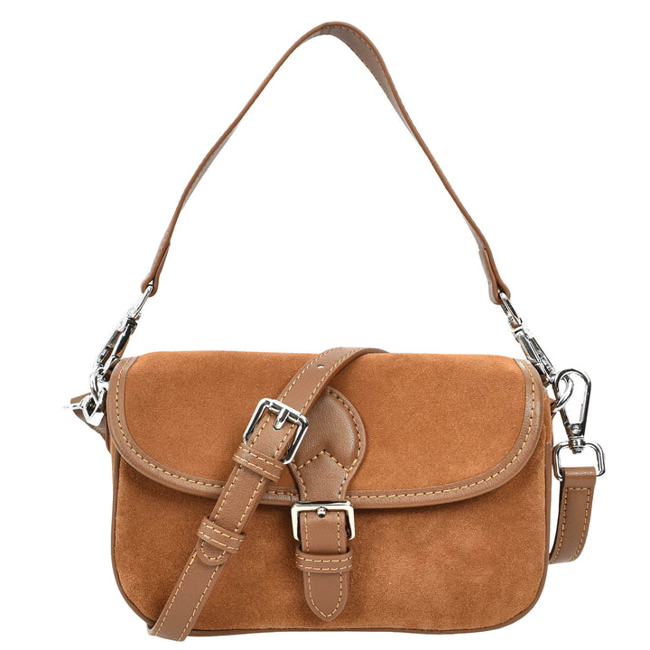 Women’s Real Suede Crossbody Bag Small Handbag Elodie Tan 1