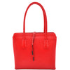 Leather Classic Tote Style Zip Opening Large Shoulder Bag CYNTHIA Red 1