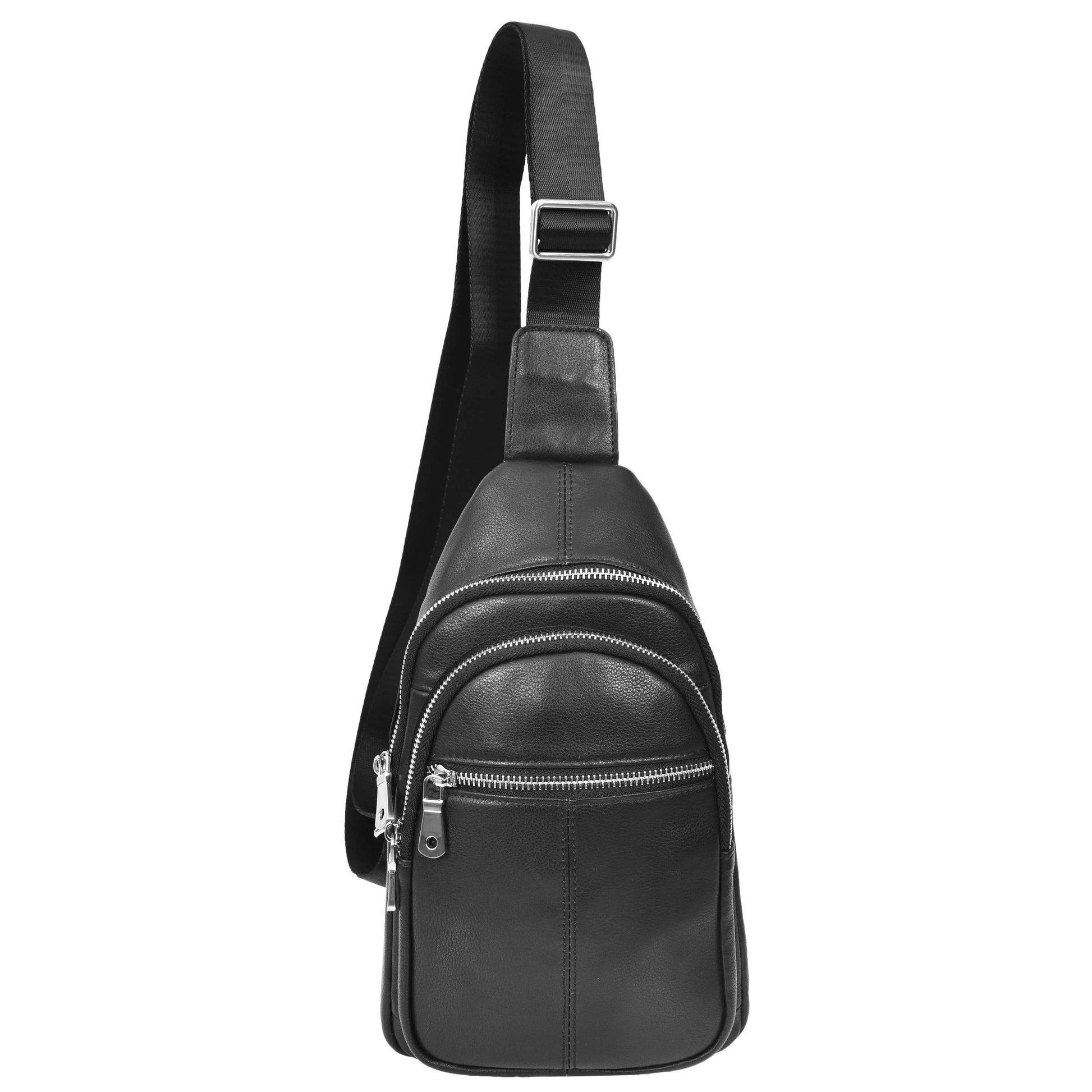 Real Leather Cross Body Chest Bag Emerson Black