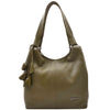 Womens Leather Shoulder Zip Opening Large Hobo Bag Kimberly Olive 1