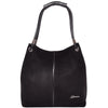 Womens Leather Suede Shoulder Bag Zip Large Black Hobo Audrey 1