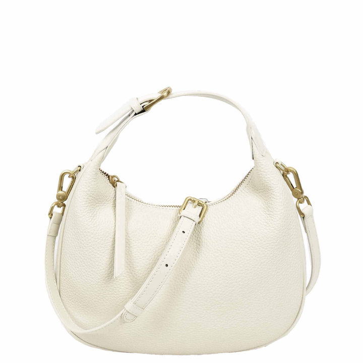 Women's Oval Shoulder Bag Leather Hobo Purse Dakota White