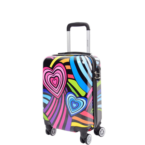 Four Wheels Hard Shell Printed Luggage Hearts Print Underseat 1