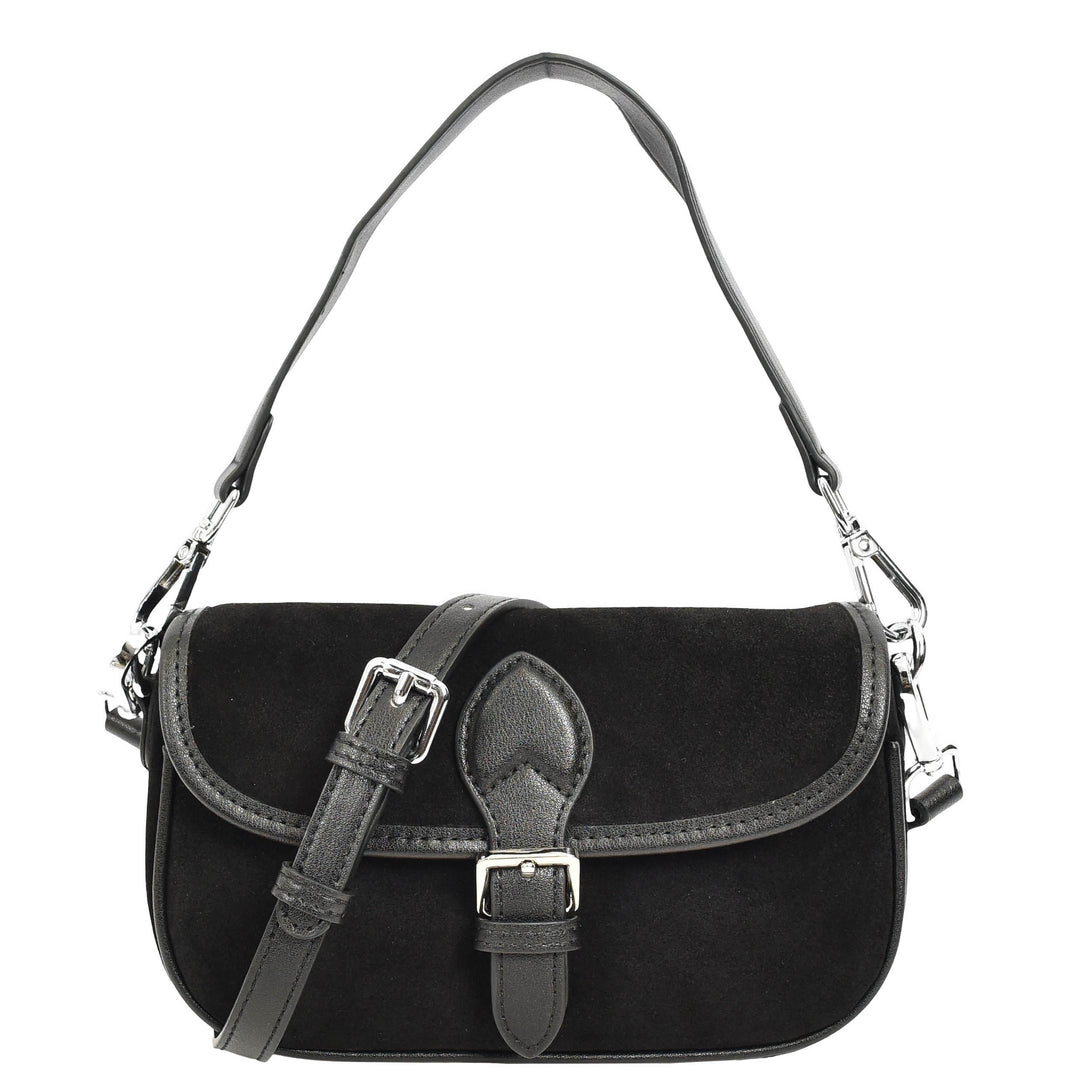 Women’s Real Suede Crossbody Bag Small Handbag Elodie Black 1