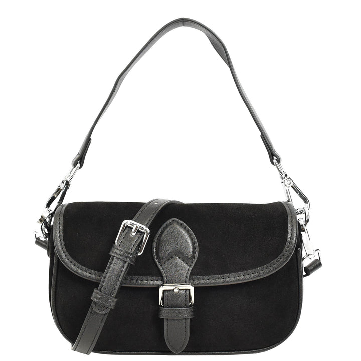 Women’s Real Suede Crossbody Bag Small Handbag Elodie Black 1