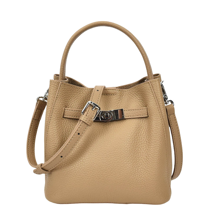 Women’s Small Handbag with Detachable Strap & Removable Zip Pouch Stacey Tan 1