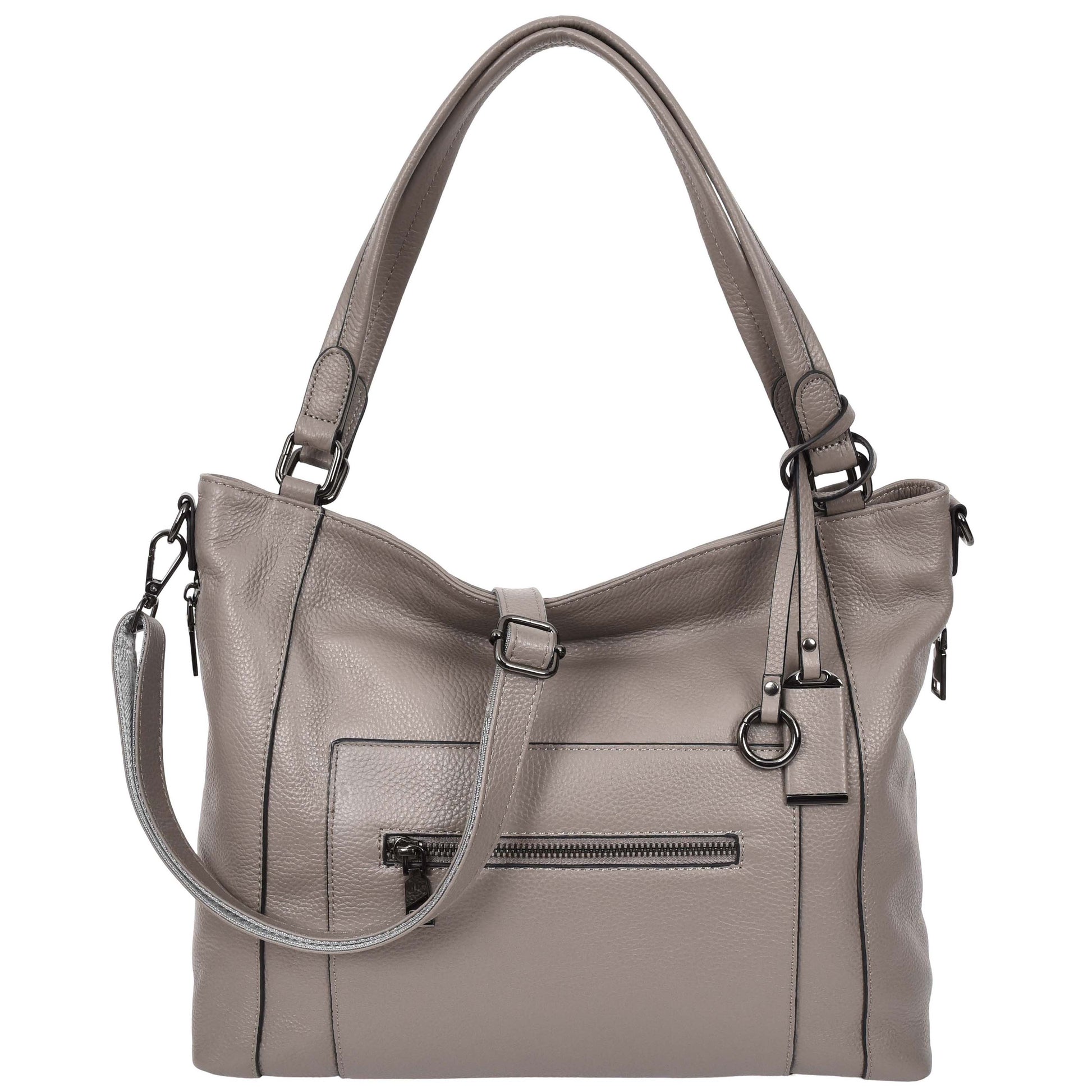 Womens Leather Tote Shoulder Handbag Evelyn Grey