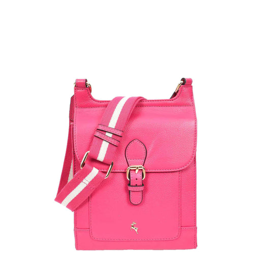 Womens Cross Body Leather Messenger Travel Bag HOL33 Pink