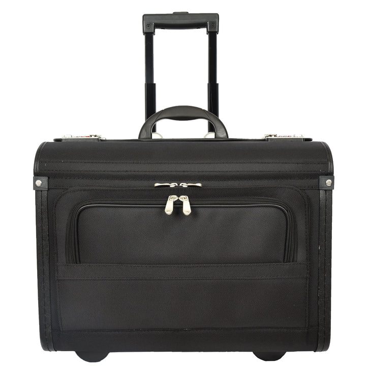 House Of Leather Wheeled Pilot Case Black Ballistic Nylon, Cabin Size Large Briefcase Business Travel Case CoPilot