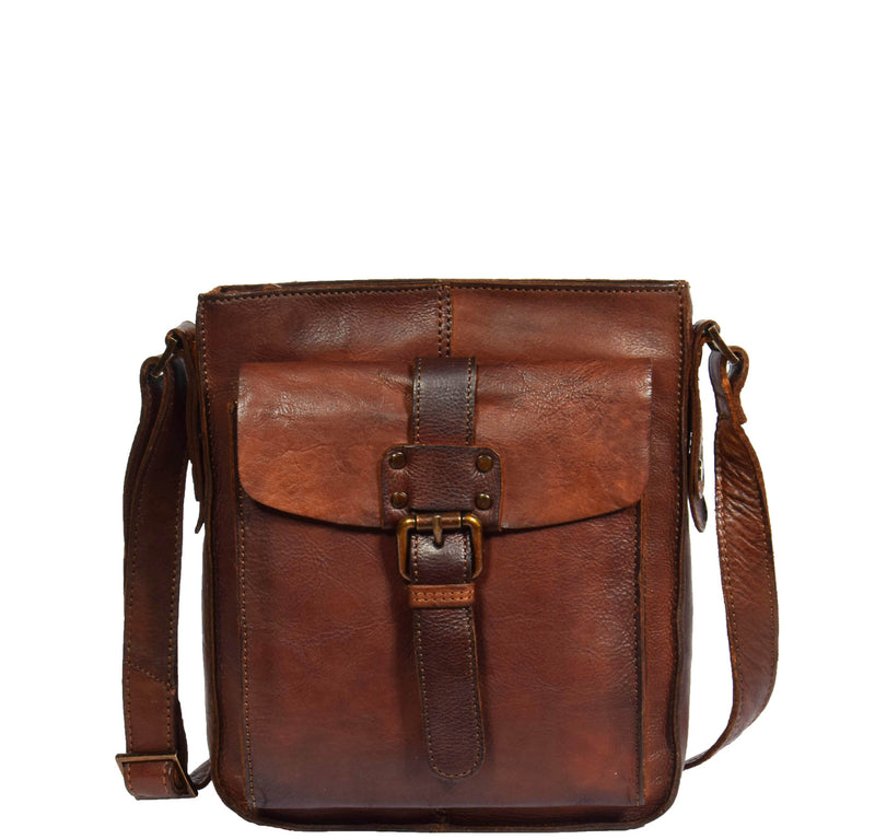 Mens Vintage Leather Small Organiser Bag HOL3799 Tan