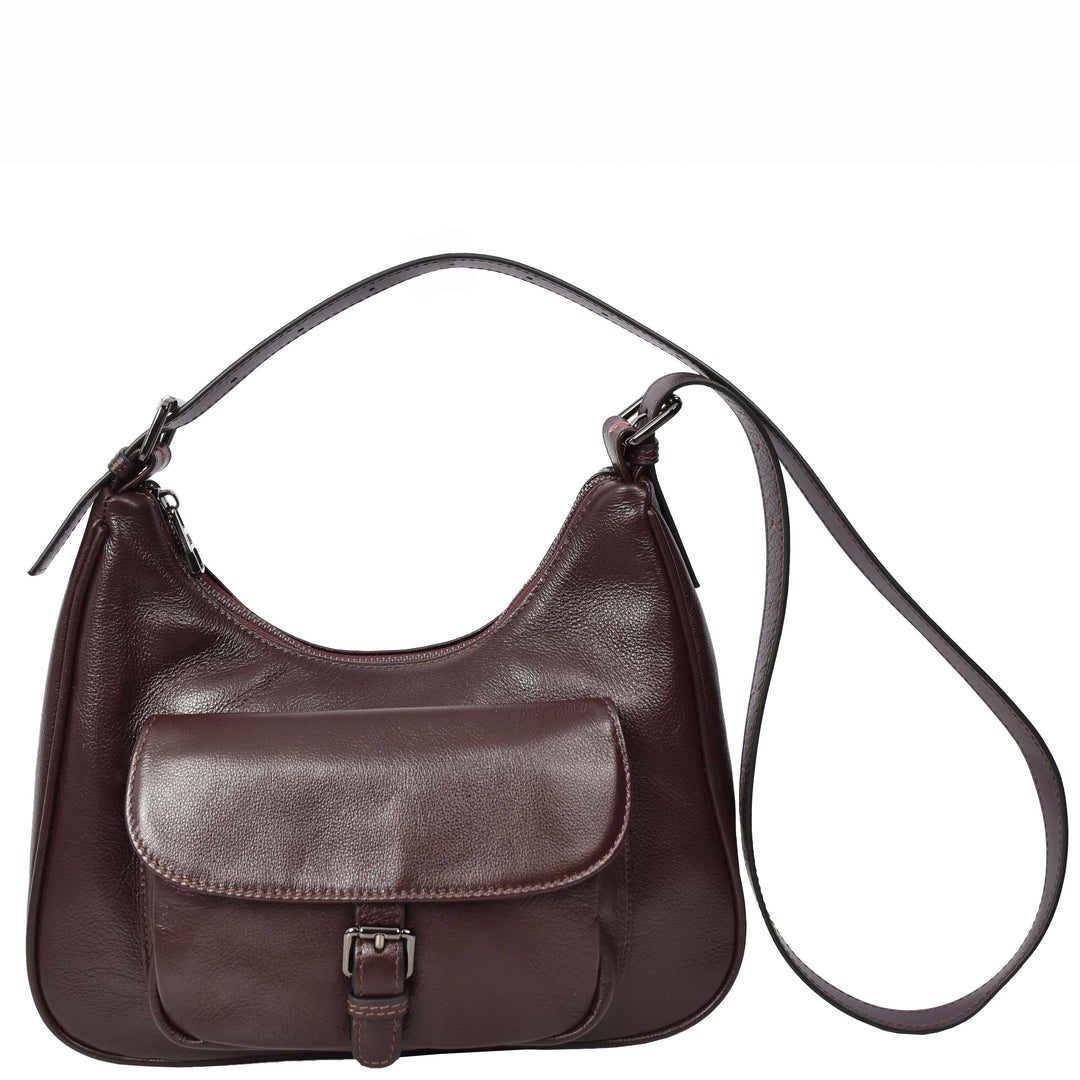 Womens Classic Genuine Leather Shoulder Bag Liora Purple 1