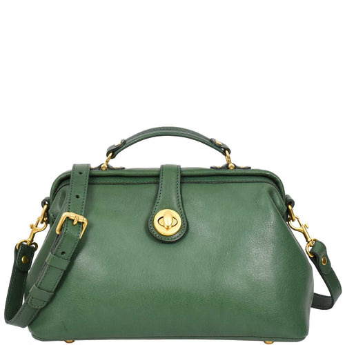 Womens Real Leather Bag Doctor Handbag HOL848 Green 1