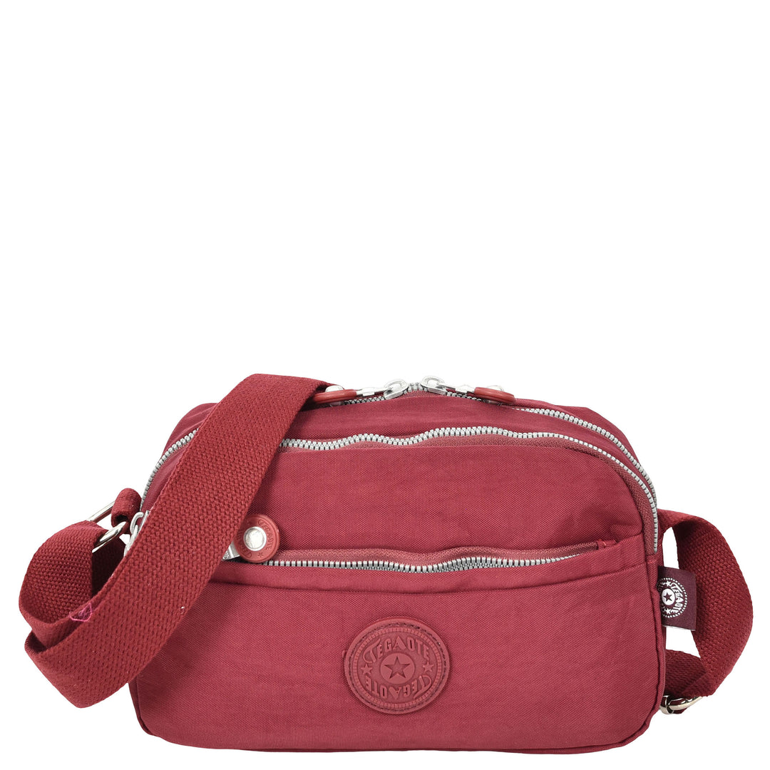 Womens Small Cross Body Bag Sling Pouch Anya Burgundy