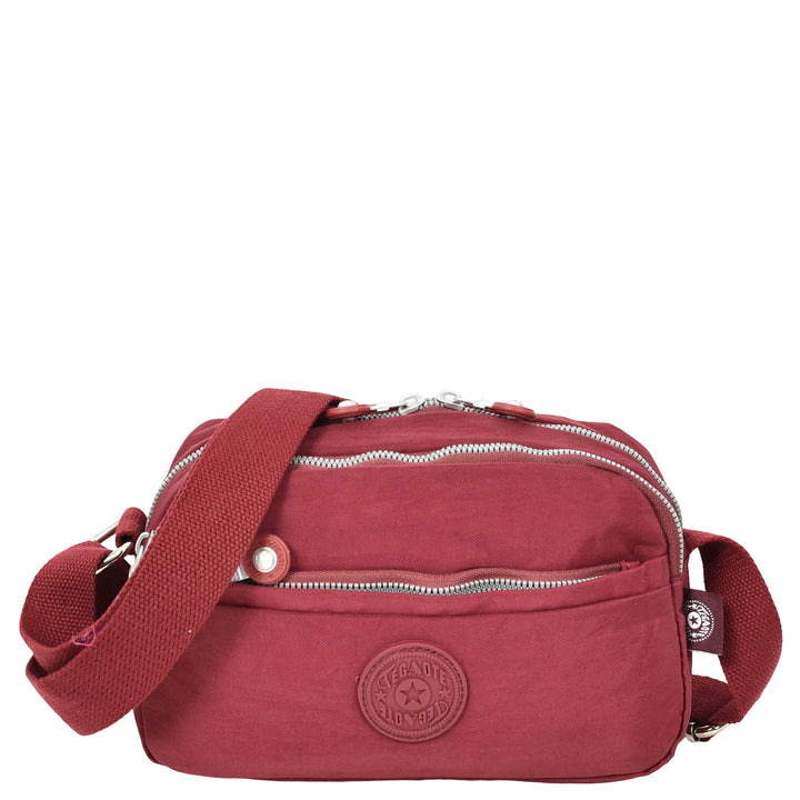 Womens Small Cross Body Bag Travel Organiser Sling Pouch Anya Burgundy