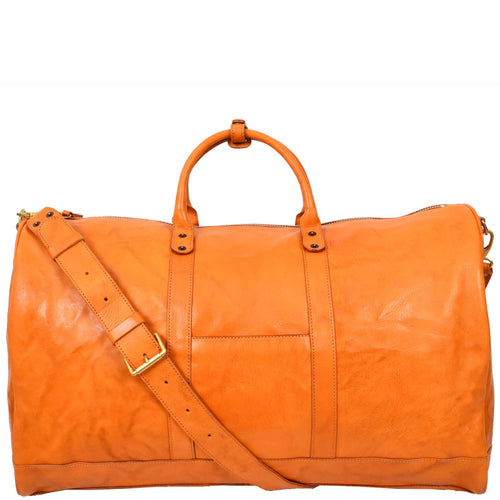 Travel Duffle Bag Genuine Vegetable Leather Large Holdall HOL712 Tan