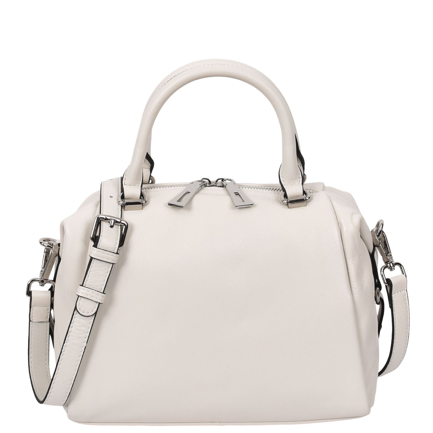 Womens Leather Small Barrel Shape Handbag Luna Ivory